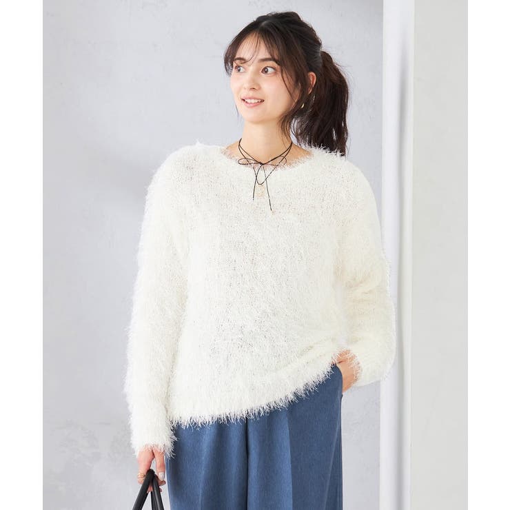 アイボリー | ラメフェザーニット | a.v.v【WOMEN】