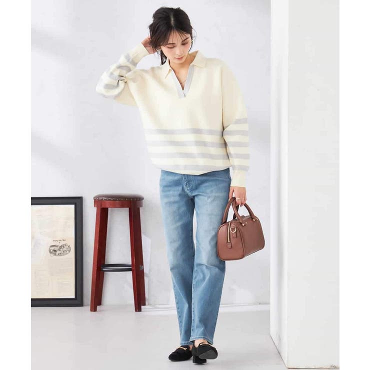 ヘンリーネックボーダーニット | a.v.v【WOMEN】 | 詳細画像7 