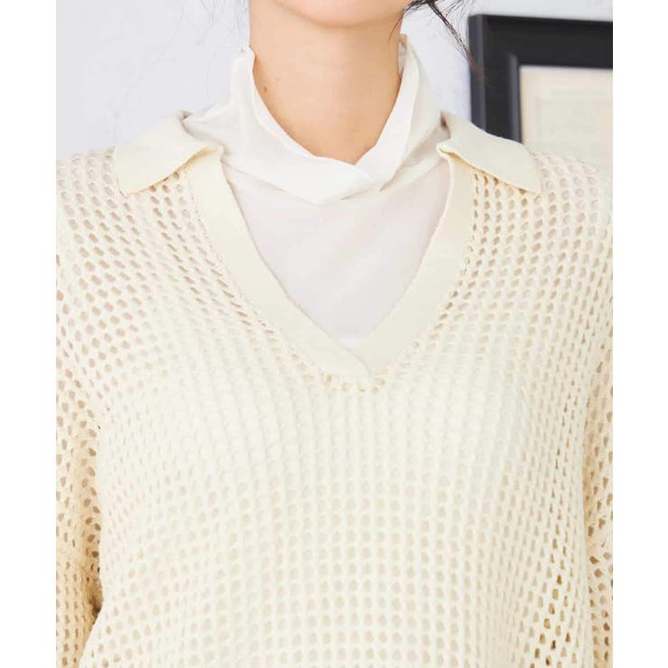 襟付きメッシュニット | a.v.v【WOMEN】 | 詳細画像21 