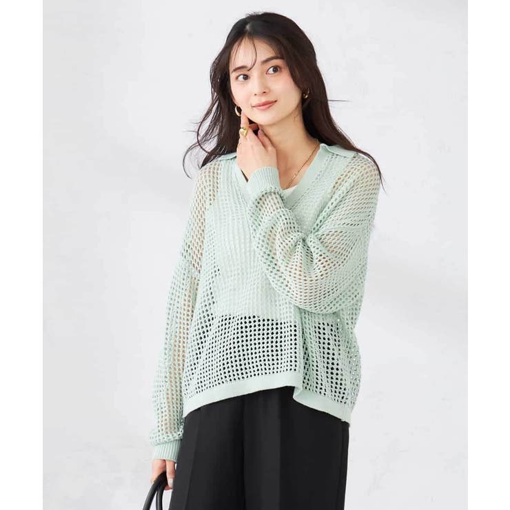 襟付きメッシュニット | a.v.v【WOMEN】 | 詳細画像3 