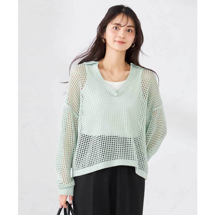 襟付きメッシュニット | a.v.v【WOMEN】 | 詳細画像5 