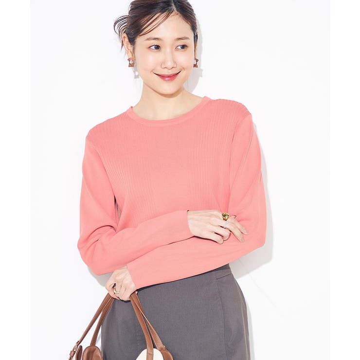 コーラルピンク | 【洗える/UVカット】クルーネックニット | a.v.v【WOMEN】