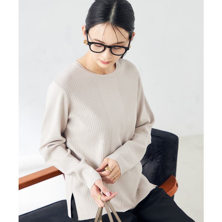 グレージュ | 【洗える/UVカット】クルーネックニット | a.v.v【WOMEN】