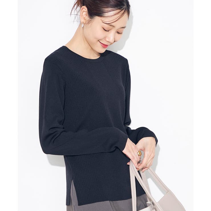 ブラック | 【洗える/UVカット】クルーネックニット | a.v.v【WOMEN】