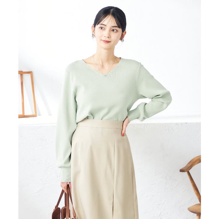 【洗える/UVカット】Vネックパフスリーブニット | a.v.v【WOMEN】 | 詳細画像12 