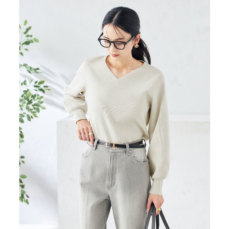 【洗える/UVカット】Vネックパフスリーブニット | a.v.v【WOMEN】 | 詳細画像28 