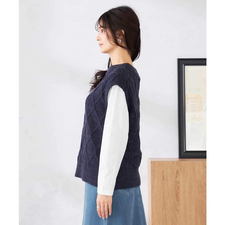 アラン柄ハイネックベスト | a.v.v【WOMEN】 | 詳細画像16 