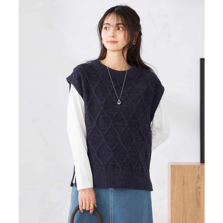 アラン柄ハイネックベスト | a.v.v【WOMEN】 | 詳細画像2 