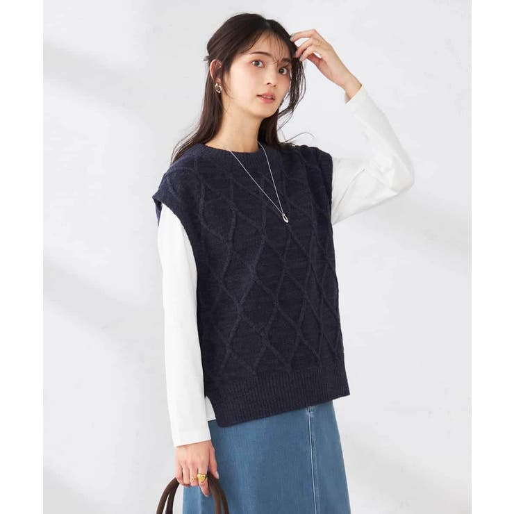 アラン柄ハイネックベスト | a.v.v【WOMEN】 | 詳細画像3 