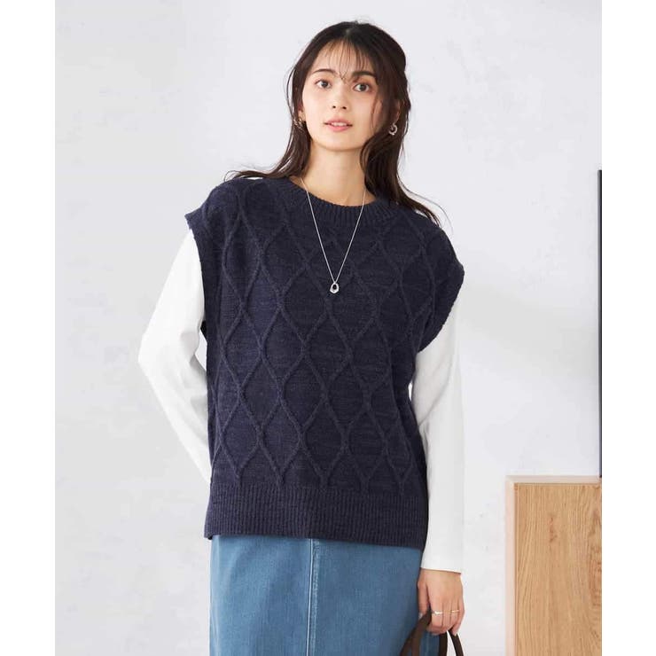 アラン柄ハイネックベスト | a.v.v【WOMEN】 | 詳細画像4 