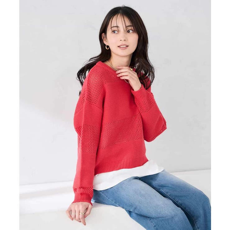 メッシュボーダーニット | a.v.v【WOMEN】 | 詳細画像2 