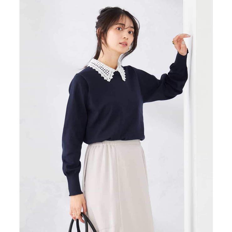 【2WAY】レース衿付ニットプルオーバー | a.v.v【WOMEN】 | 詳細画像3 