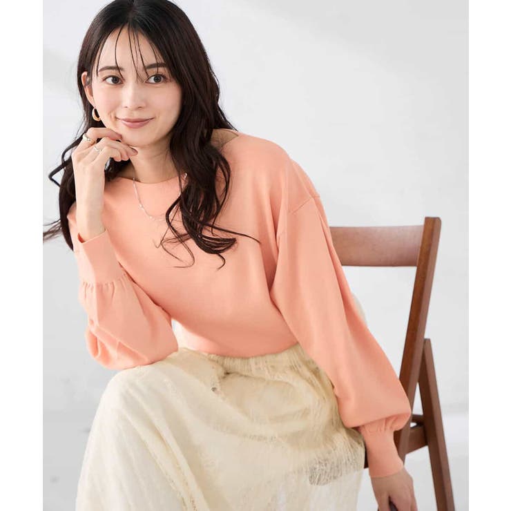 【洗える/UVカット】ボートネック袖タックニット | a.v.v【WOMEN】 | 詳細画像2 