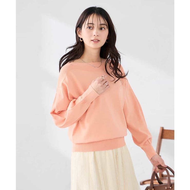 【洗える/UVカット】ボートネック袖タックニット | a.v.v【WOMEN】 | 詳細画像4 