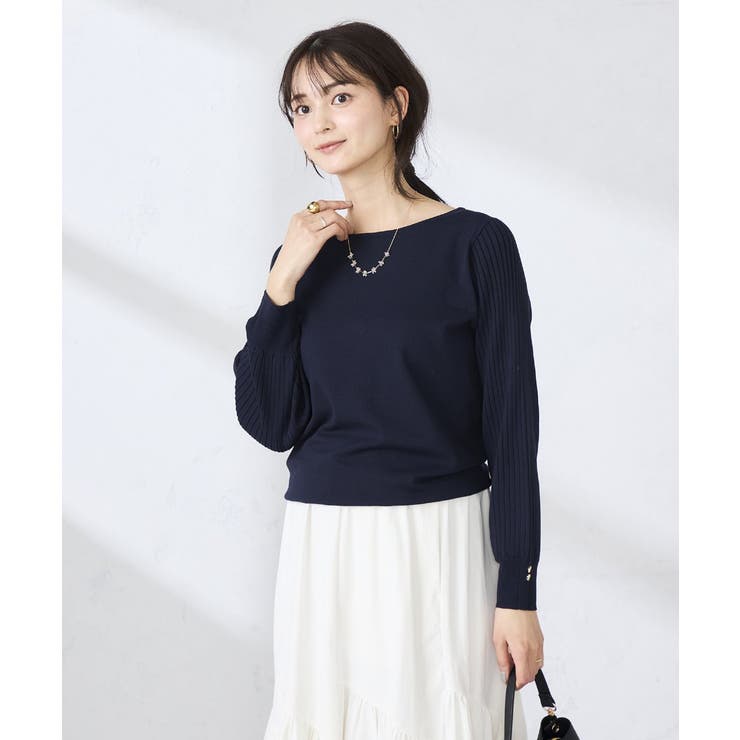 ネイビー | プリーツスリーブニット | a.v.v【WOMEN】