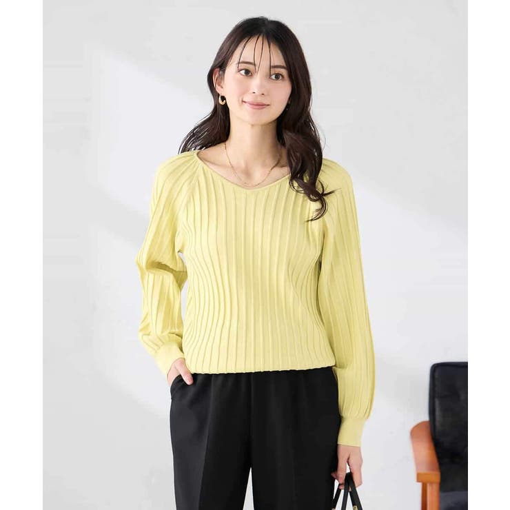 ライトイエロー | 【洗える/UVカット】プリーツライクニット | a.v.v【WOMEN】