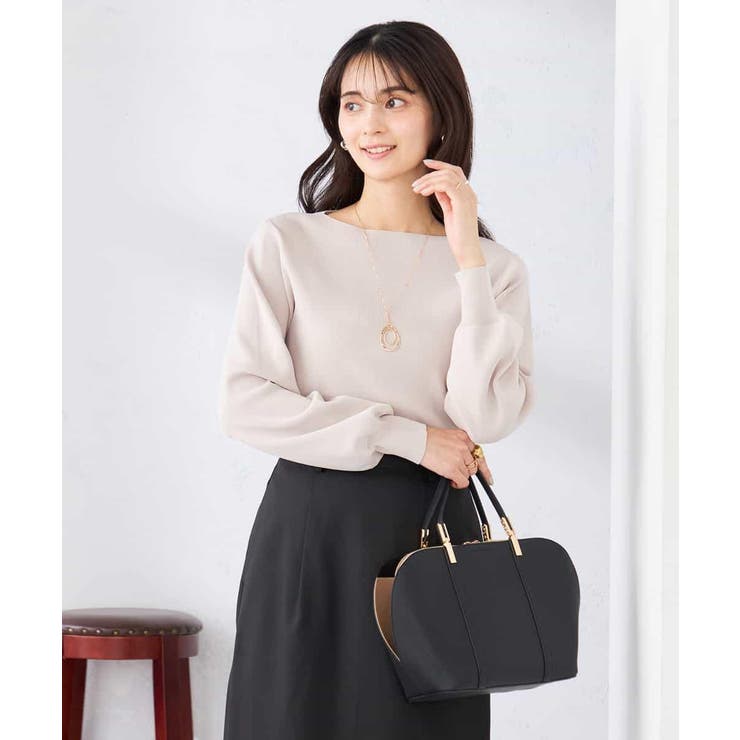 グレージュ | 【WEB限定/洗える/UVカット】ボートネックパフスリーブニット | a.v.v【WOMEN】