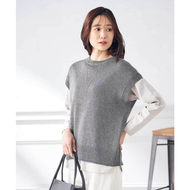 ダークグレー | ラメリリヤンニットベスト | a.v.v【WOMEN】