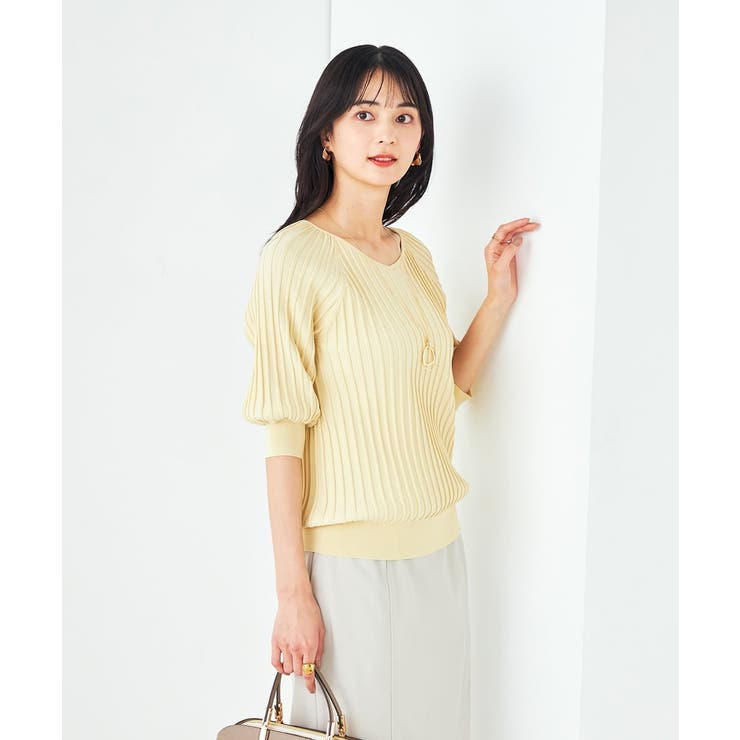 ライトイエロー | プリーツライクニット | a.v.v【WOMEN】