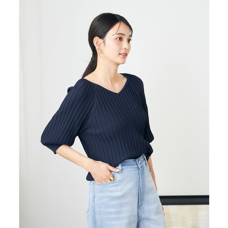 ネイビー | プリーツライクニット | a.v.v【WOMEN】