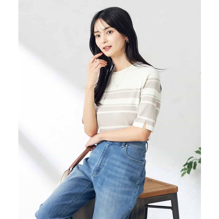 【接触冷感/UVカット/洗える】クルーネック美ラクるサマーニット | a.v.v【WOMEN】 | 詳細画像5 