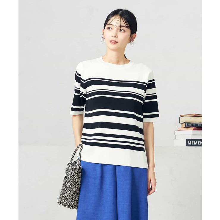 アイボリー | 【接触冷感/UVカット/洗える】クルーネック美ラクるサマーニット | a.v.v【WOMEN】