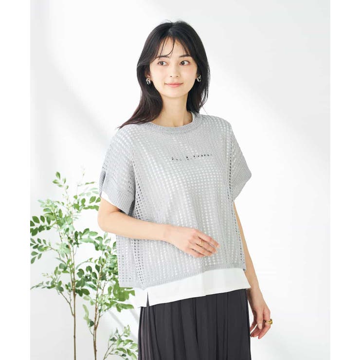 グレー | ラメメッシュサマーニット | a.v.v【WOMEN】