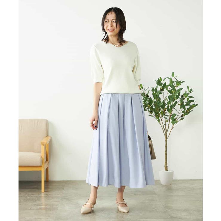 【接触冷感/UVカット/洗える】Vネックハーフスリーブ美ラクるサマーニット | a.v.v【WOMEN】 | 詳細画像11 