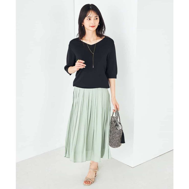 【接触冷感/UVカット/洗える】Vネックハーフスリーブ美ラクるサマーニット | a.v.v【WOMEN】 | 詳細画像19 