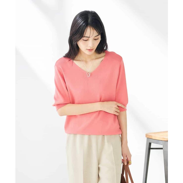【接触冷感/UVカット/洗える】Vネックハーフスリーブ美ラクるサマーニット | a.v.v【WOMEN】 | 詳細画像32 