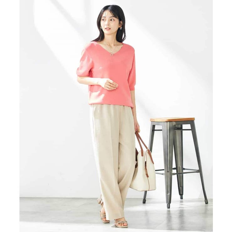 【接触冷感/UVカット/洗える】Vネックハーフスリーブ美ラクるサマーニット | a.v.v【WOMEN】 | 詳細画像36 