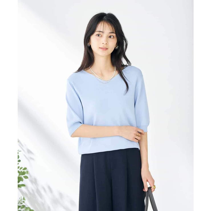 【接触冷感/UVカット/洗える】Vネックハーフスリーブ美ラクるサマーニット | a.v.v【WOMEN】 | 詳細画像37 