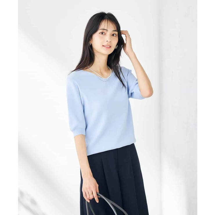 【接触冷感/UVカット/洗える】Vネックハーフスリーブ美ラクるサマーニット | a.v.v【WOMEN】 | 詳細画像38 