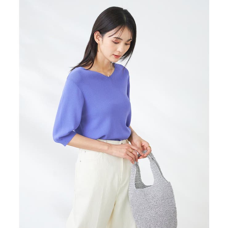 【接触冷感/UVカット/洗える】Vネックハーフスリーブ美ラクるサマーニット | a.v.v【WOMEN】 | 詳細画像43 