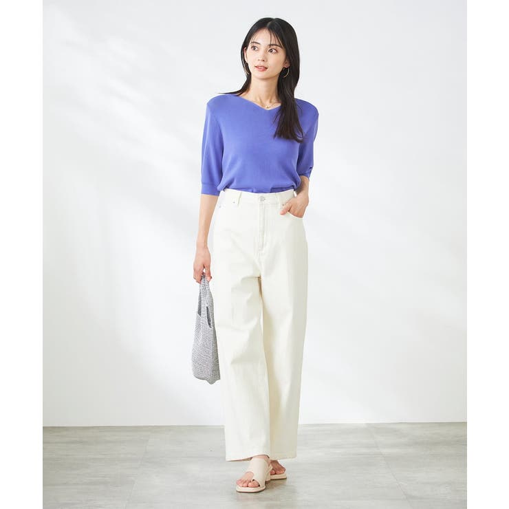 【接触冷感/UVカット/洗える】Vネックハーフスリーブ美ラクるサマーニット | a.v.v【WOMEN】 | 詳細画像45 