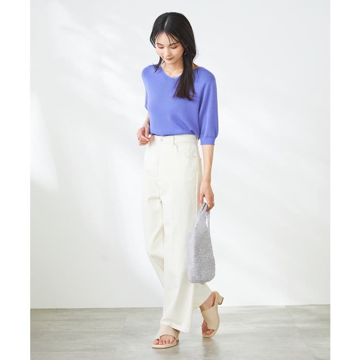 【接触冷感/UVカット/洗える】Vネックハーフスリーブ美ラクるサマーニット | a.v.v【WOMEN】 | 詳細画像46 