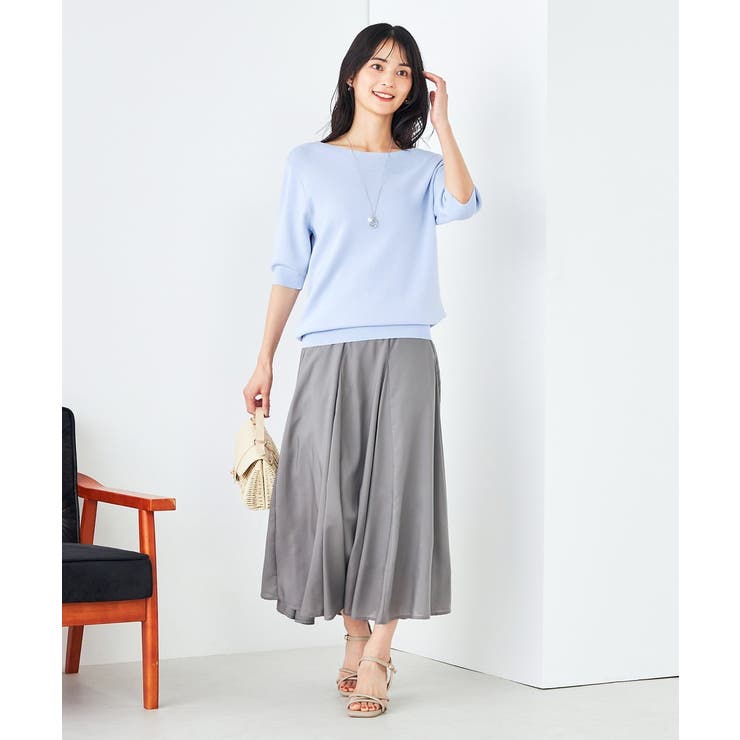 【接触冷感/UVカット/洗える】ボートネックハーフスリーブ美ラクるサマーニット | a.v.v【WOMEN】 | 詳細画像12 