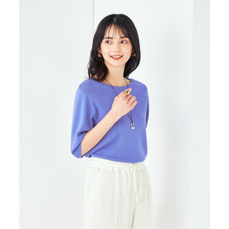 【接触冷感/UVカット/洗える】ボートネックハーフスリーブ美ラクるサマーニット | a.v.v【WOMEN】 | 詳細画像13 