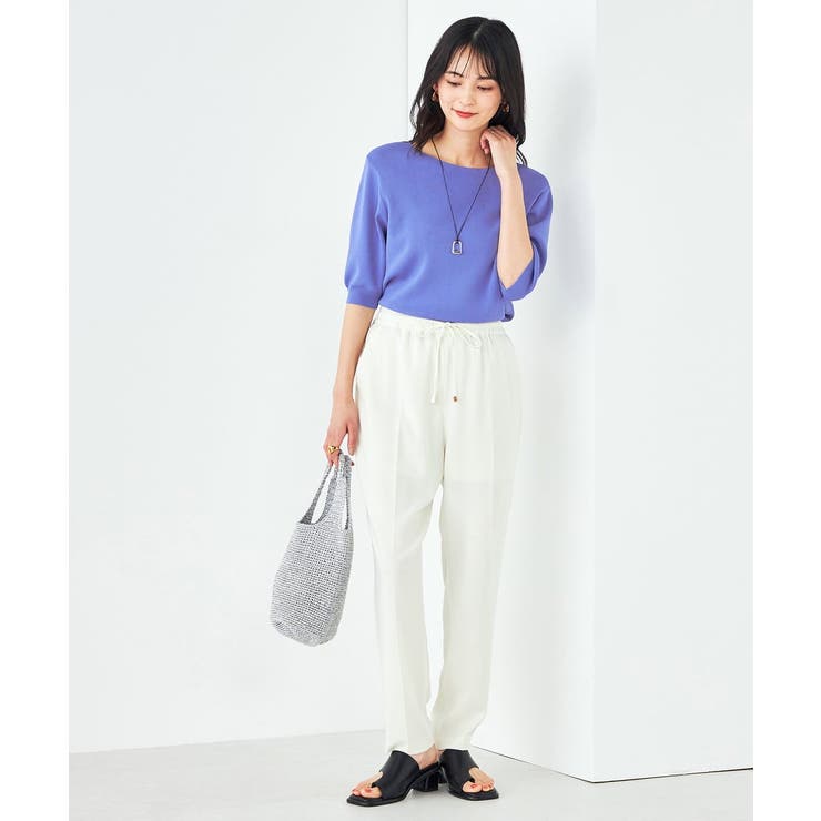 【接触冷感/UVカット/洗える】ボートネックハーフスリーブ美ラクるサマーニット | a.v.v【WOMEN】 | 詳細画像18 