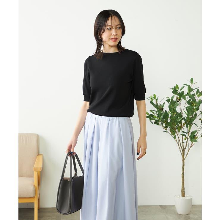 【接触冷感/UVカット/洗える】ボートネックハーフスリーブ美ラクるサマーニット | a.v.v【WOMEN】 | 詳細画像25 