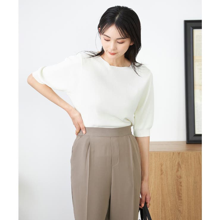 【接触冷感/UVカット/洗える】ボートネックハーフスリーブ美ラクるサマーニット | a.v.v【WOMEN】 | 詳細画像29 