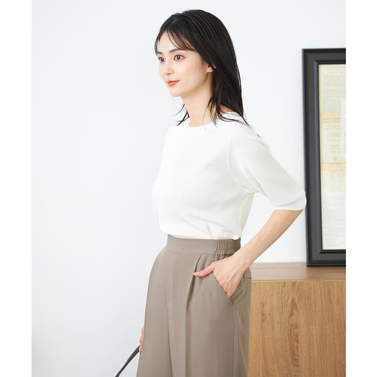 【接触冷感/UVカット/洗える】ボートネックハーフスリーブ美ラクるサマーニット | a.v.v【WOMEN】 | 詳細画像30 