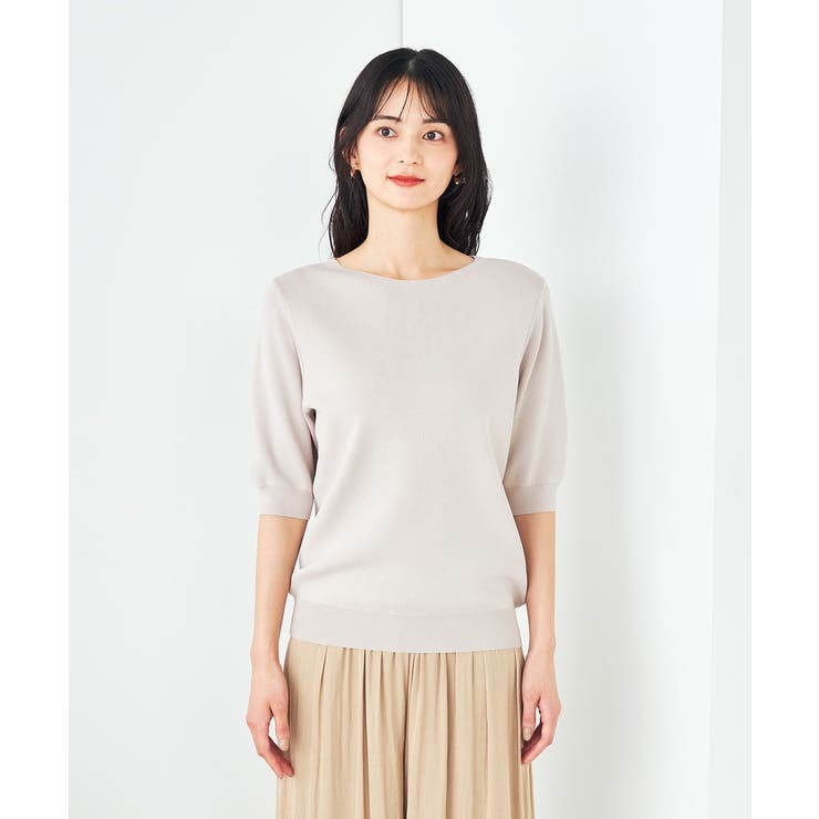 【接触冷感/UVカット/洗える】ボートネックハーフスリーブ美ラクるサマーニット | a.v.v【WOMEN】 | 詳細画像34 