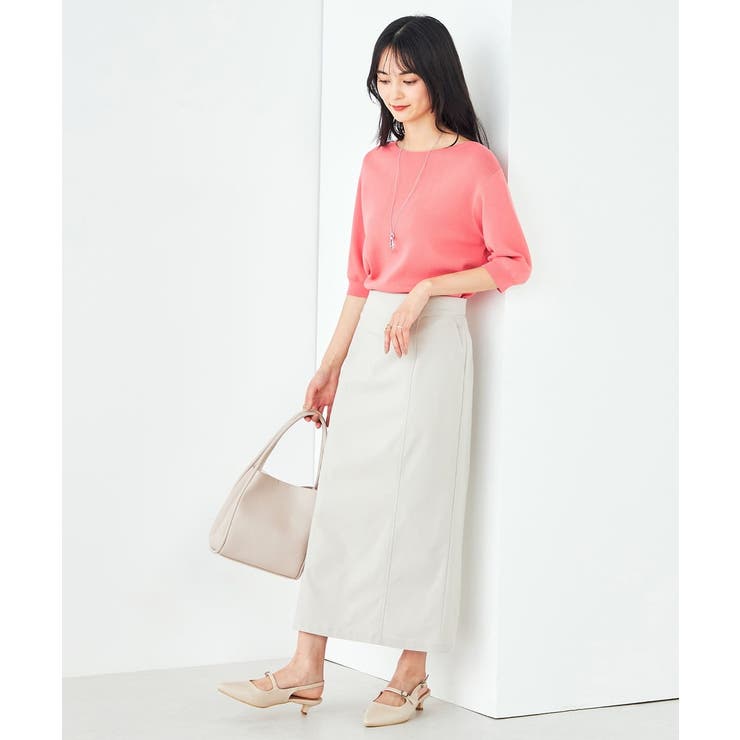 【接触冷感/UVカット/洗える】ボートネックハーフスリーブ美ラクるサマーニット | a.v.v【WOMEN】 | 詳細画像5 