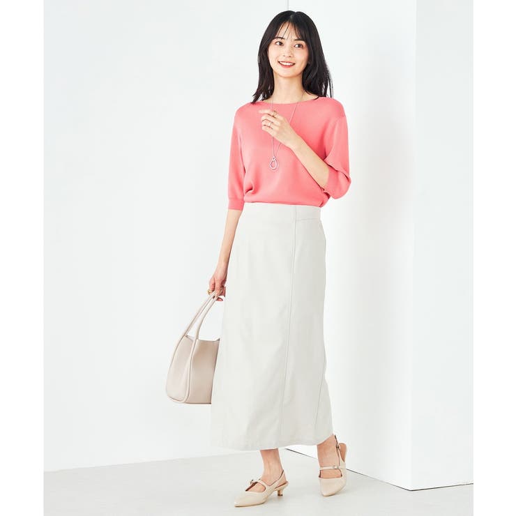 【接触冷感/UVカット/洗える】ボートネックハーフスリーブ美ラクるサマーニット | a.v.v【WOMEN】 | 詳細画像6 