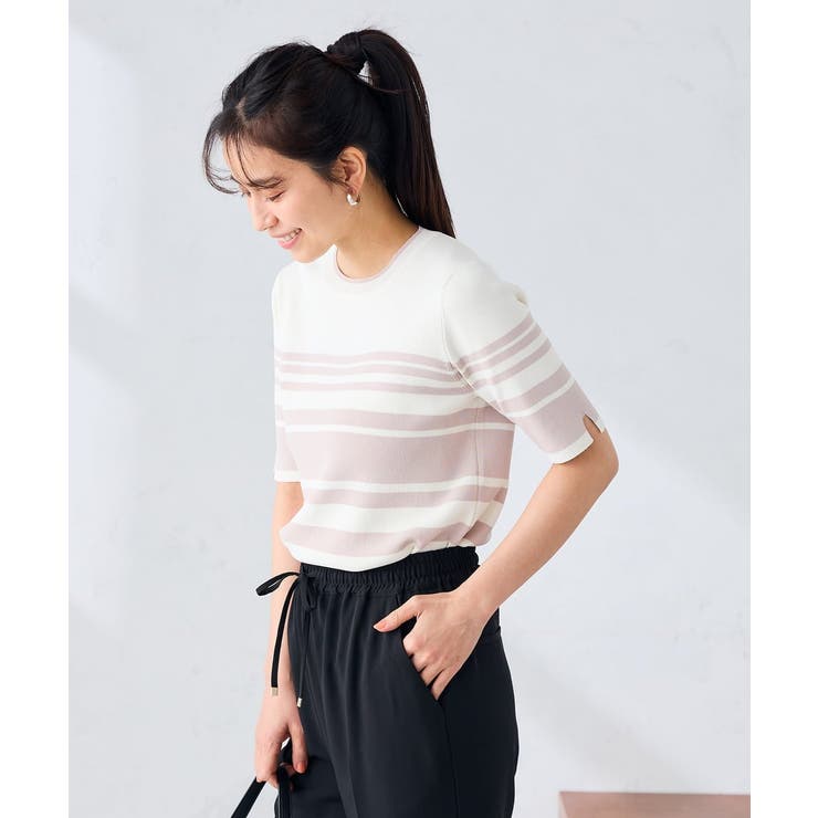 ハーフスリーブクルーネックサマーニット【洗える/接触冷感/UVカット】 | a.v.v【WOMEN】 | 詳細画像13 