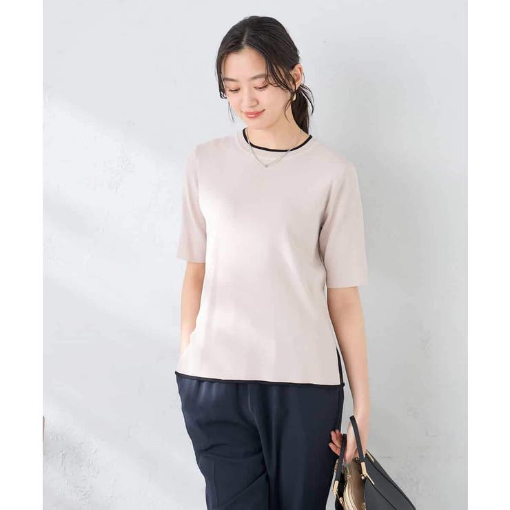 ハーフスリーブクルーネックサマーニット【洗える/接触冷感/UVカット】 | a.v.v【WOMEN】 | 詳細画像19 