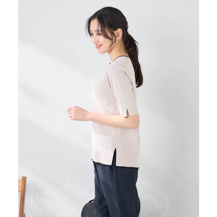 ハーフスリーブクルーネックサマーニット【洗える/接触冷感/UVカット】 | a.v.v【WOMEN】 | 詳細画像21 