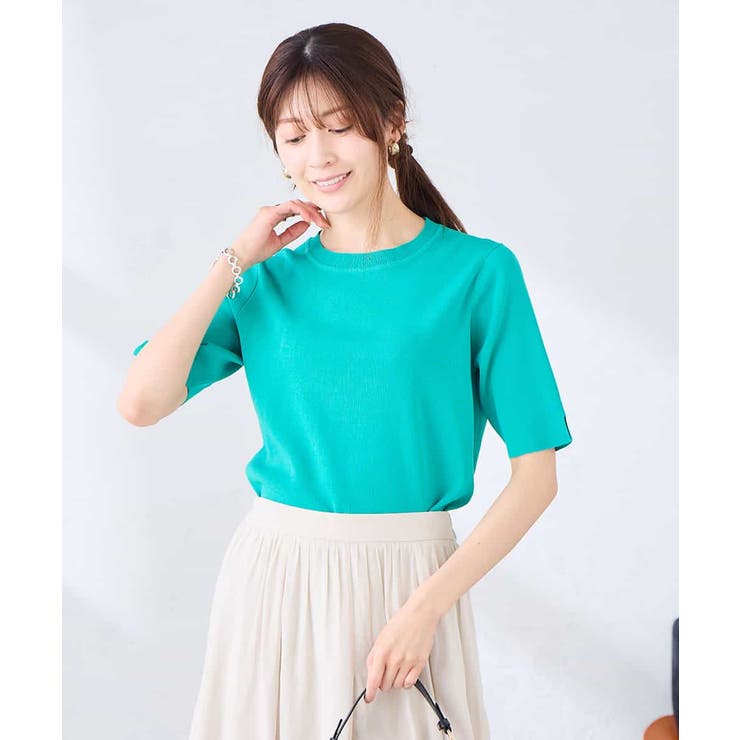 ハーフスリーブクルーネックサマーニット【洗える/接触冷感/UVカット】 | a.v.v【WOMEN】 | 詳細画像47 