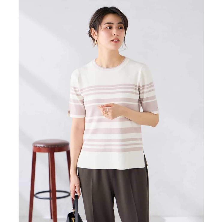 ハーフスリーブクルーネックサマーニット【洗える/接触冷感/UVカット】 | a.v.v【WOMEN】 | 詳細画像5 